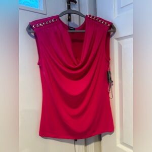 INC Hot pink drape front top
